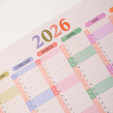 Good Tuesday, compact portrait 2026 wall planner, year view, in pastel colours 