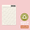 2026 calendar with recycled paper and plastic-free packaging.