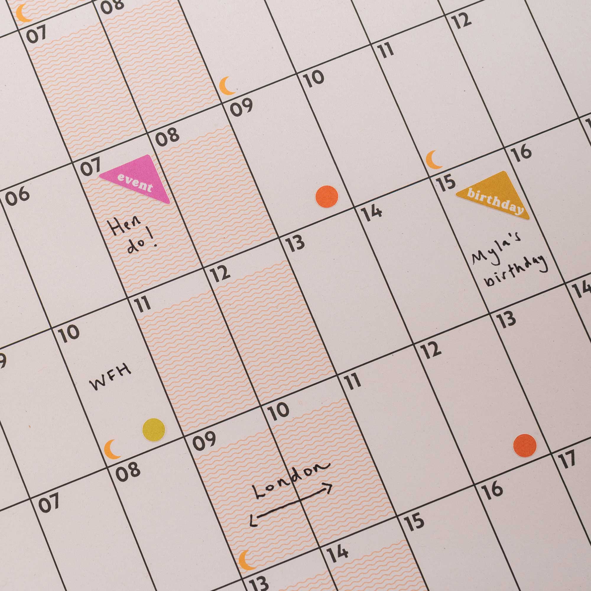 A1 Landscape wall planner, bold design, Work Hard, Play Nice. Add a sticker set. 