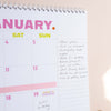2026 Colour Pop Calendar in a landscape design. Each page has a monthly overview with a useful notes section on the right hand side. 