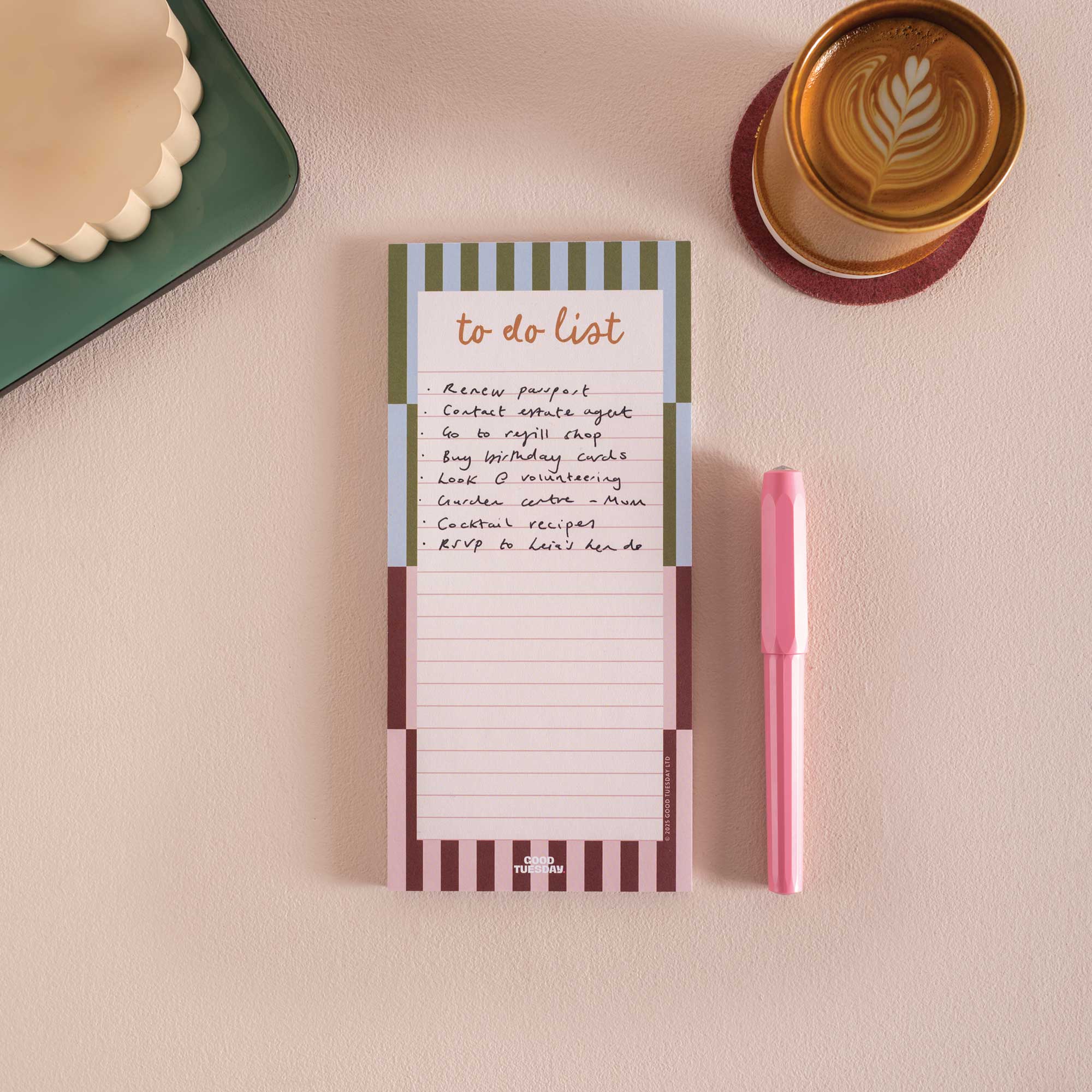 Good Tuesday's Boho Nouveau to do list pad. Striped design. 100% Recycled paper.