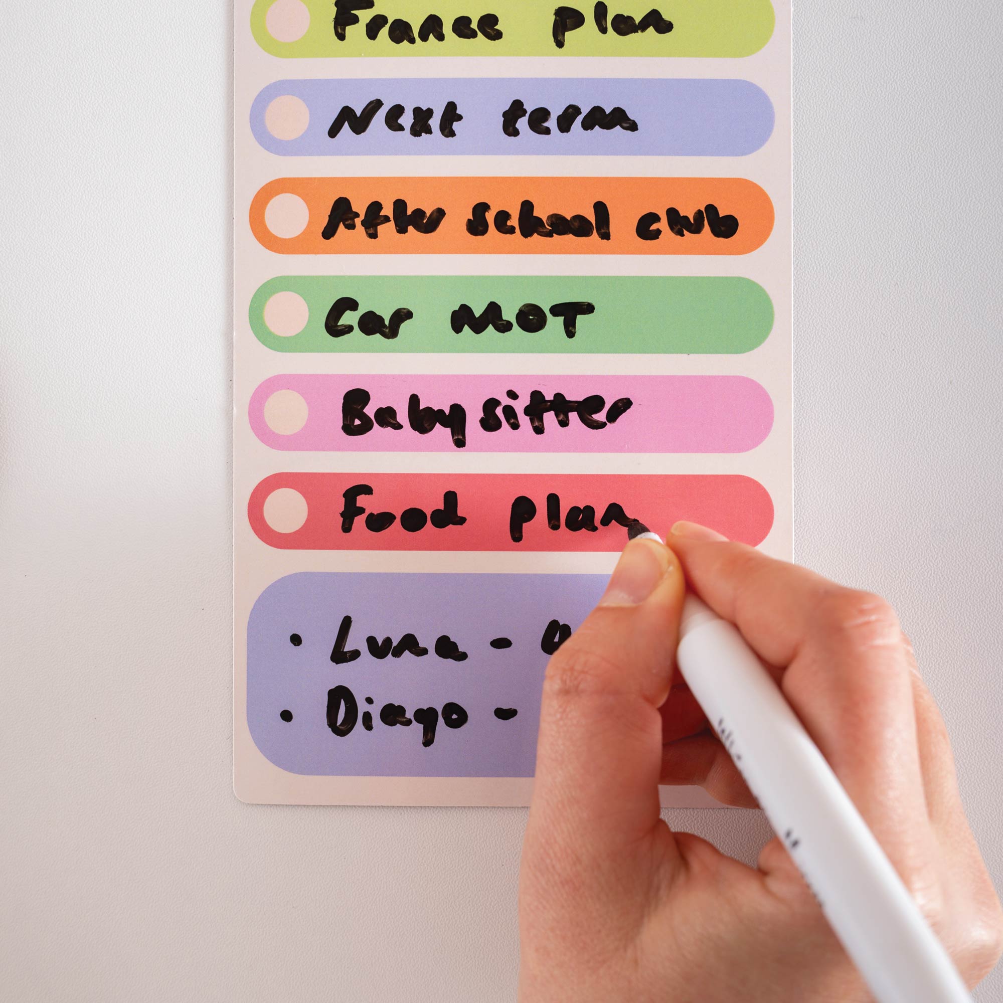 Good Tuesday's Don't Forget to do list. Magnetic Fridge planner, wipeable and reusable. Bright multicoloured design.