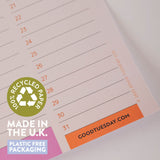 60 x 30cm wall planner, for birthdays and anniversaries, year view, bright colours and playful shapes, 100% recycled paper, made in the UK and plastic free packaging