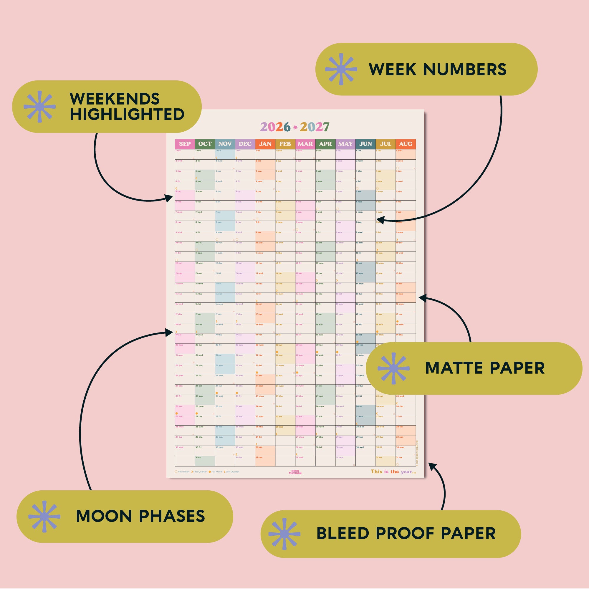 academic 2026 - 2027 year wall planner This is the year. portrait planner. 100% recycled paper