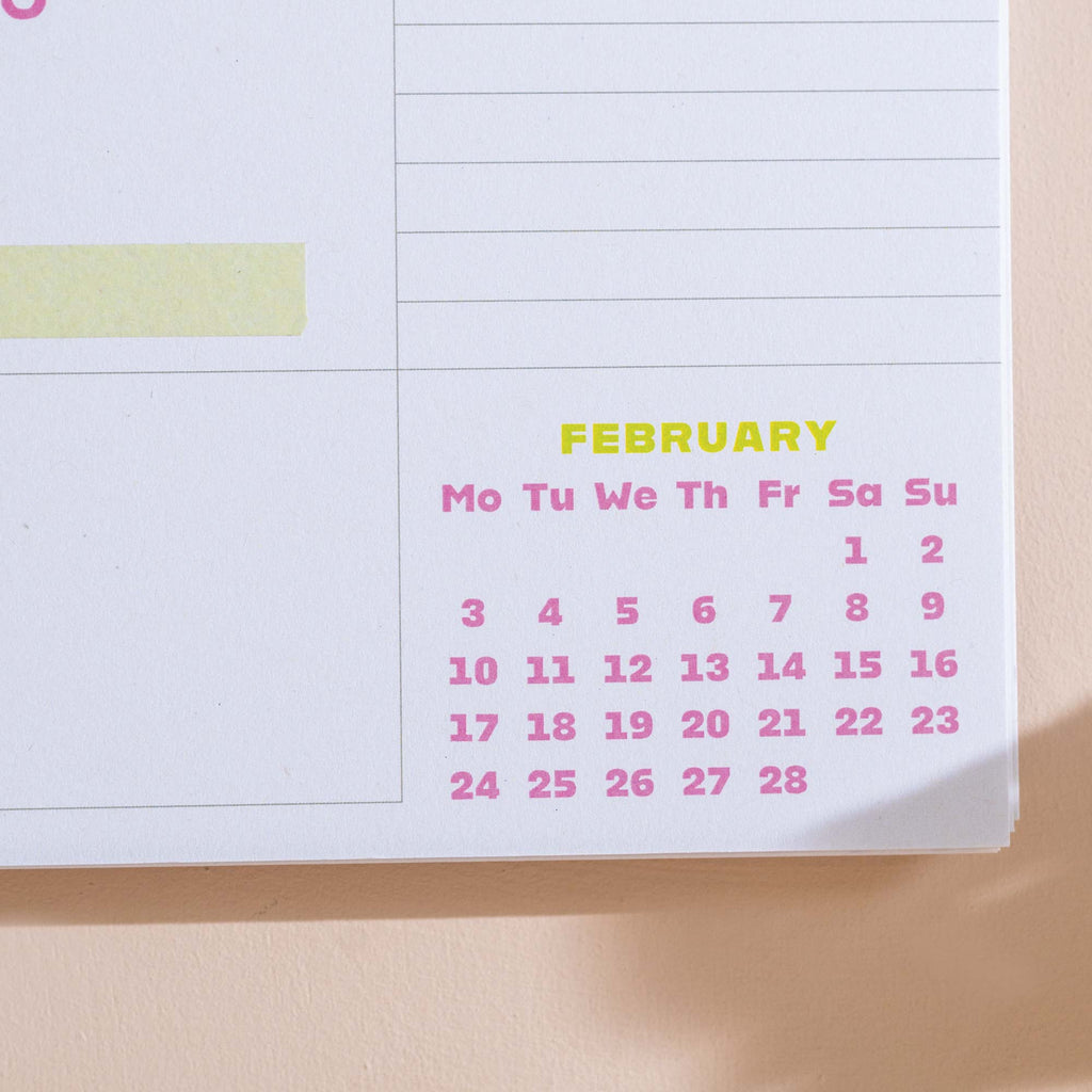 2026 Colour Pop Calendar in a landscape design. Monthly overview for the next month.