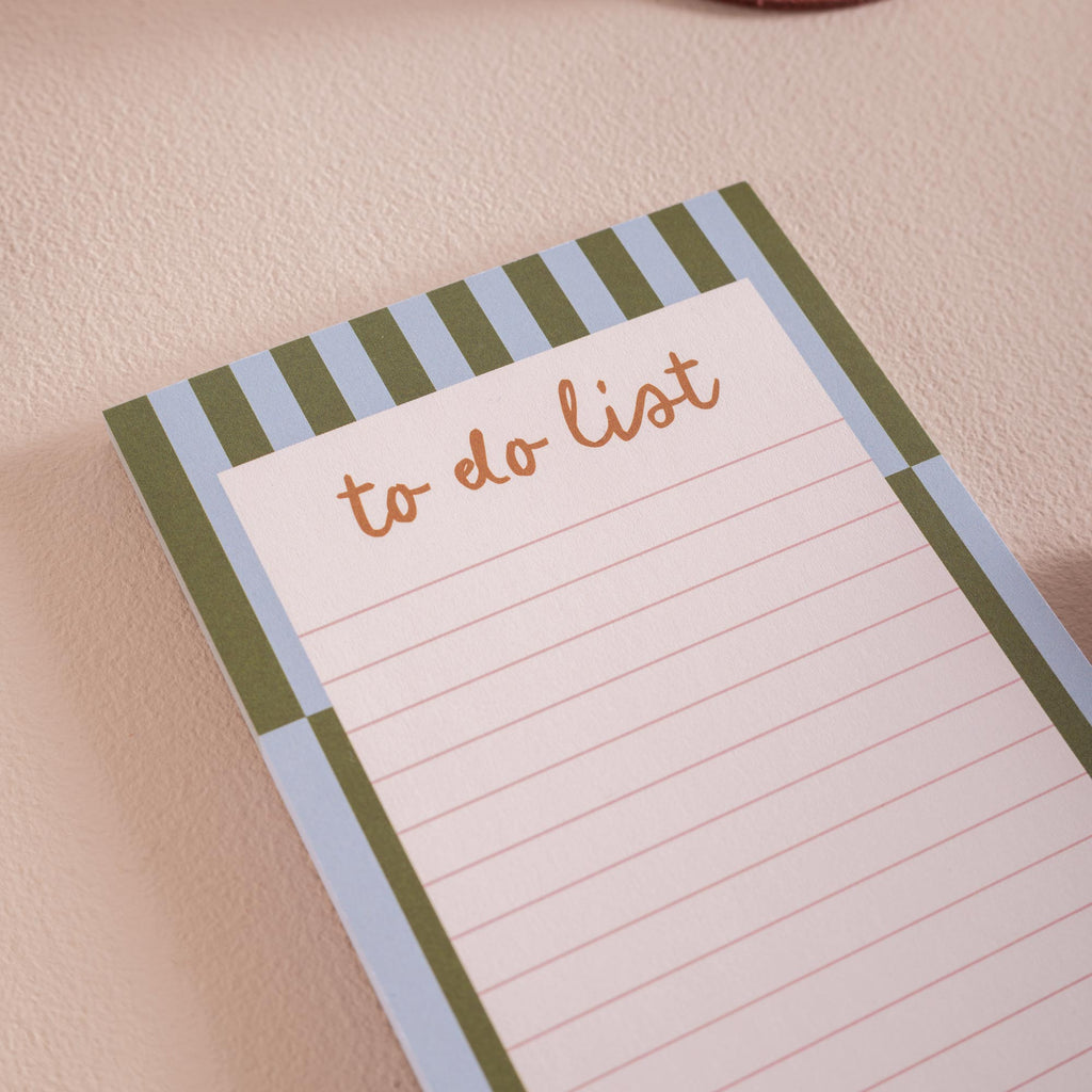 Good Tuesday's Boho Nouveau to do list pad. Striped design. 100% Recycled paper.