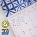 2026 Japanese Shibori pattern Calendar with recycled paper and plastic-free packaging.