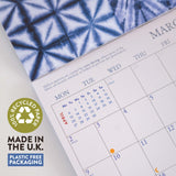 2026 Japanese Shibori pattern Calendar with recycled paper and plastic-free packaging.