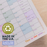 academic 2026 - 2027 year wall planner This is the year. portrait planner. 100% recycled paper, Made in UK, plastic free packaging