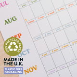academic 2026 - 2027 year wall planner This is the year. portrait planner. 100% recycled paper, made in UK, plastic free packaging