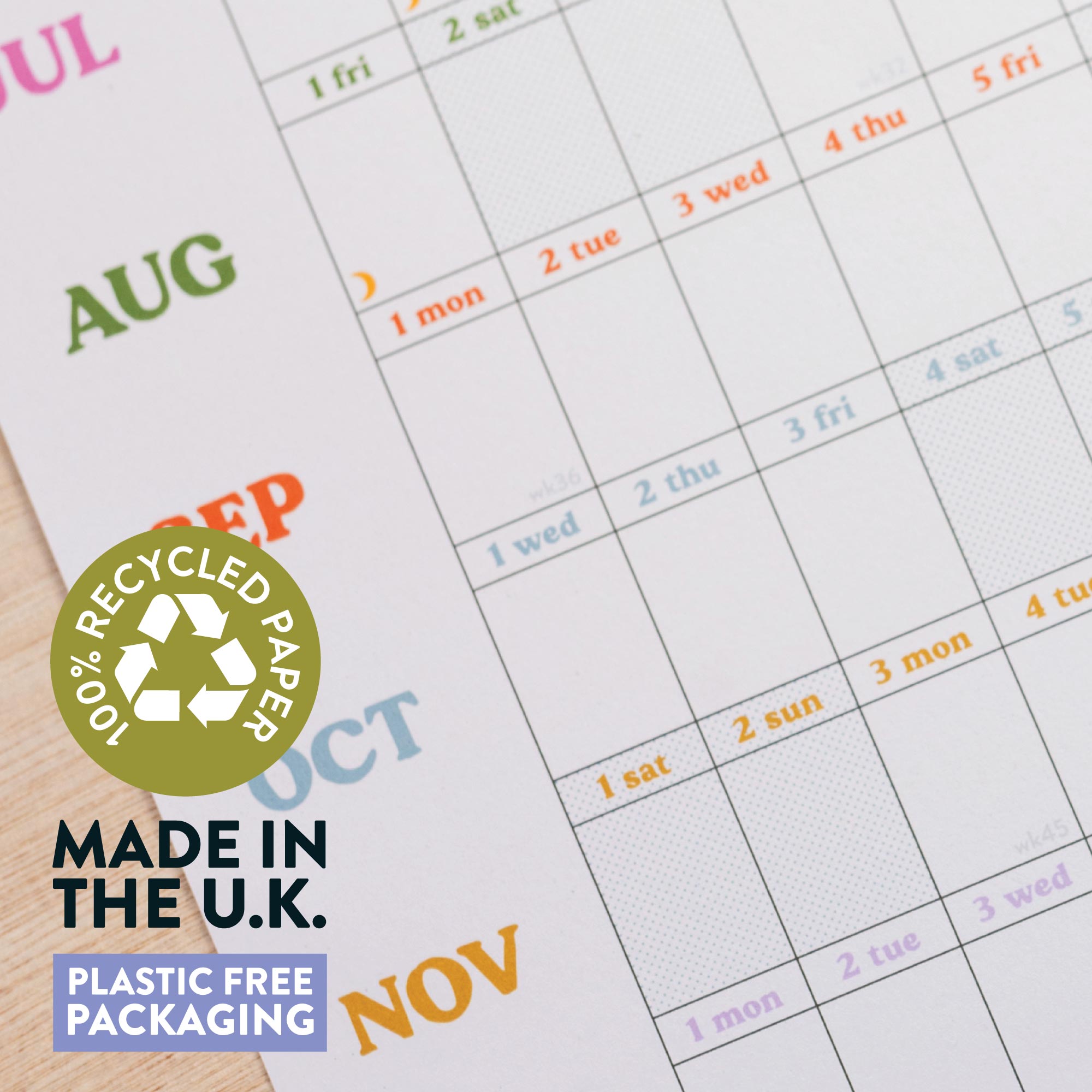 academic 2026 - 2027 year wall planner This is the year. portrait planner. 100% recycled paper, made in UK, plastic free packaging