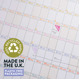 Your year in pastels wall planner, 2026-2027 academic year, pastel colours. 100% recycled paper, made in UK, Plastic Free Packaging