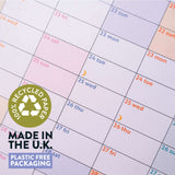 2027 Portrait Wall Planner by Good Tuesday, in Pastel colours, 100% recycled paper, Made in the UK, Plastic free packaging