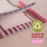 Good Tuesday's Boho Nouveau to do list pad. Striped design. 100% Recycled paper. Made in the UK. Plastic free packaging. 
