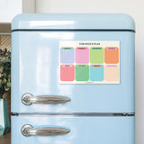 Good Tuesday's brightly coloured A4 weekly planner. Magnetic Fridge planner. Boxes for each week day and notes. Wipeable and reusable.