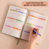 Open planner with monthly view. 