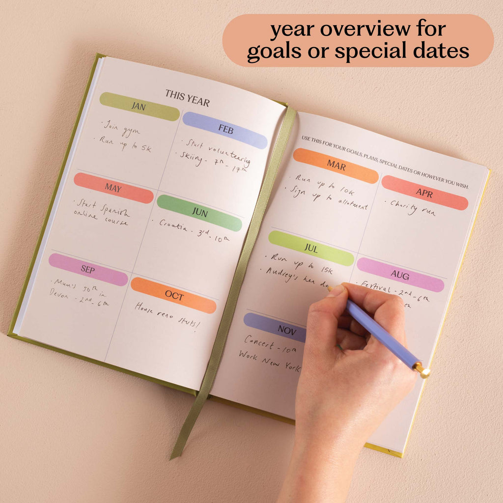 Open planner with monthly view. 