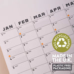 Good Tuesday's Black and White 2026 Calendar with a 'Recycled Paper' label and 'Made in the U.K.' 