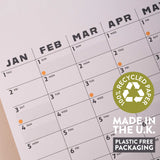 Good Tuesday's Black and White 2026 Calendar with a 'Recycled Paper' label and 'Made in the U.K.' 