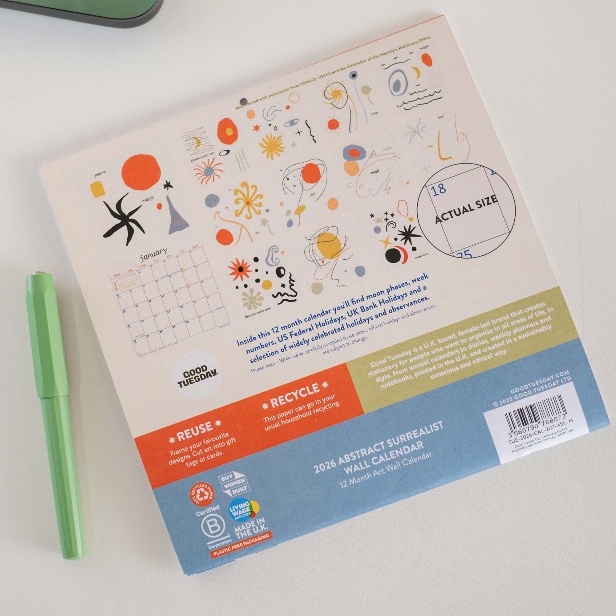 2026 abstract surrealist wall calendar 