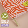 2022 diary with orange and white zebra pattern. 100% Recycled paper. Made in the Uk. 