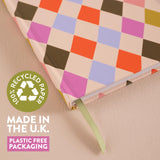 Colorful diamond patterned 2026 Diary. Recycled Paper and Made in the UK. Plastic Free packaging. 