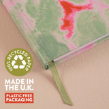 2026 Hazy Ink Diary with pink and green abstract design. 100% Recycled Paper. 