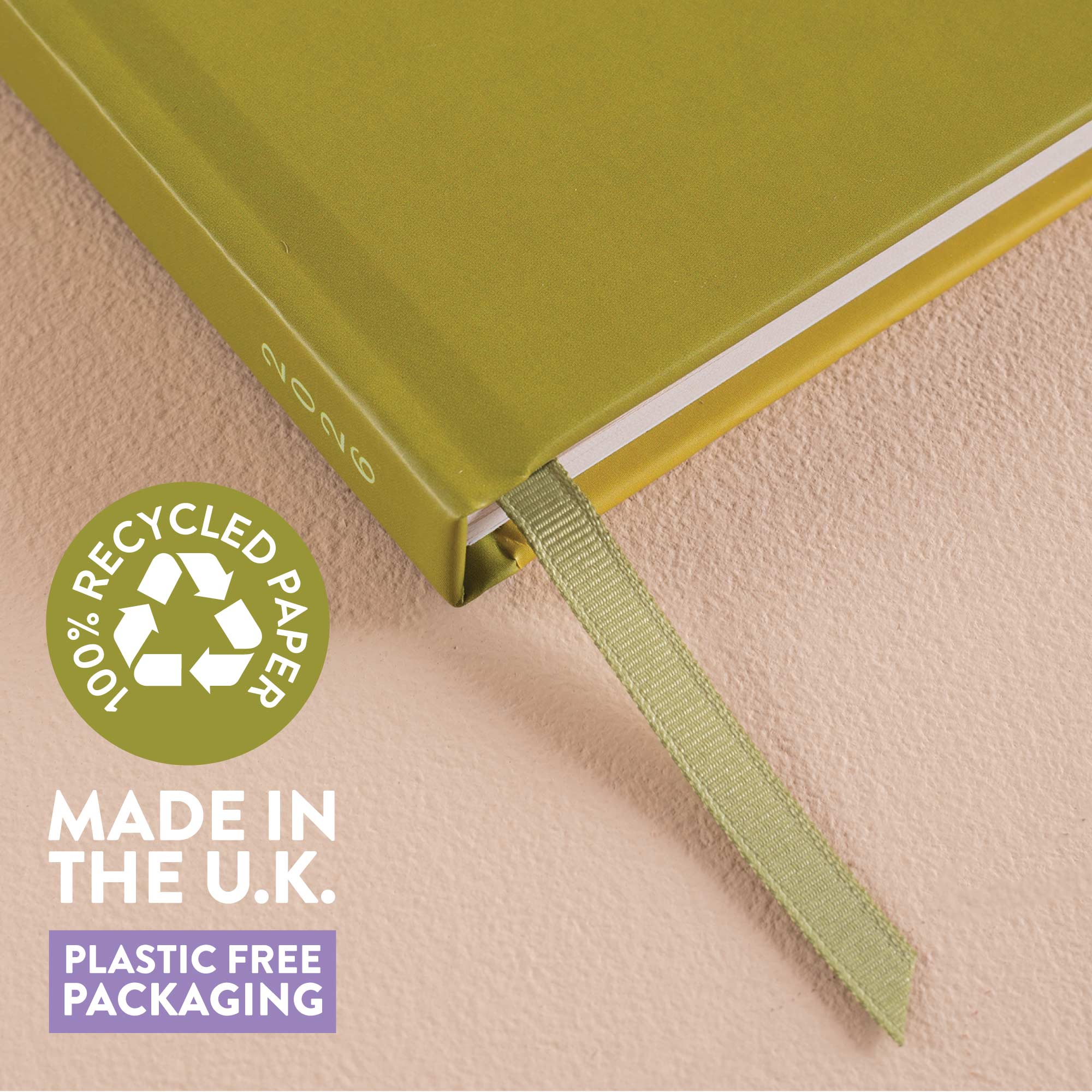 Green Matcha 2026 Diary. Recycled paper and made in the uk. 