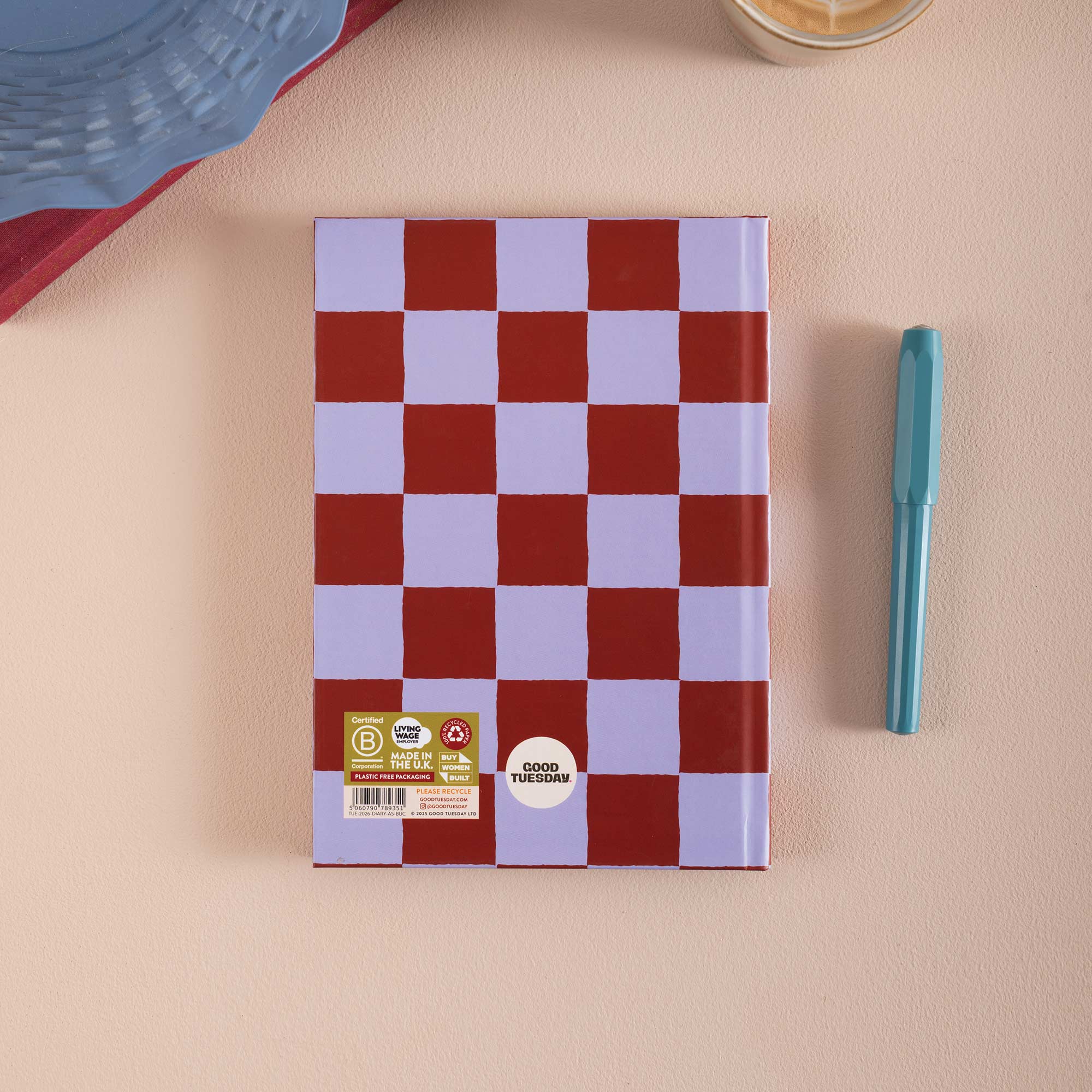 Checkered design 2026 Notebook. Aesthetic design. BCorp Certified. 