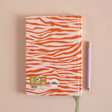 2022 diary with orange and white zebra pattern. 100% Recycled paper. 