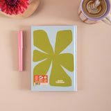 Image showing the back cover of 2026 Diary with green Flower abstract design.