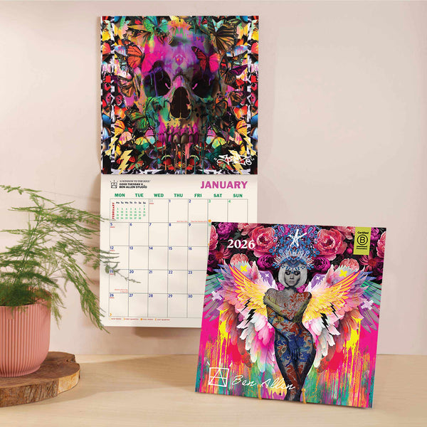Front cover of 2026 large art calendar - abstract design with Ben Allens bestselling artwork throughout. Printed on 100% recycled paper.
