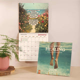 Front cover of 2026 large art calendar - healing journey design with photography and poetry throughout. Printed on 100% recycled paper.