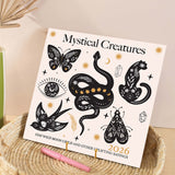 Front cover of 2026 large art calendar - mystical creatures design with bold designs throughout. Printed on 100% recycled paper.