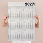 Large A1 Black & White 2027 Wall Calendar. B Corp. Portrait.