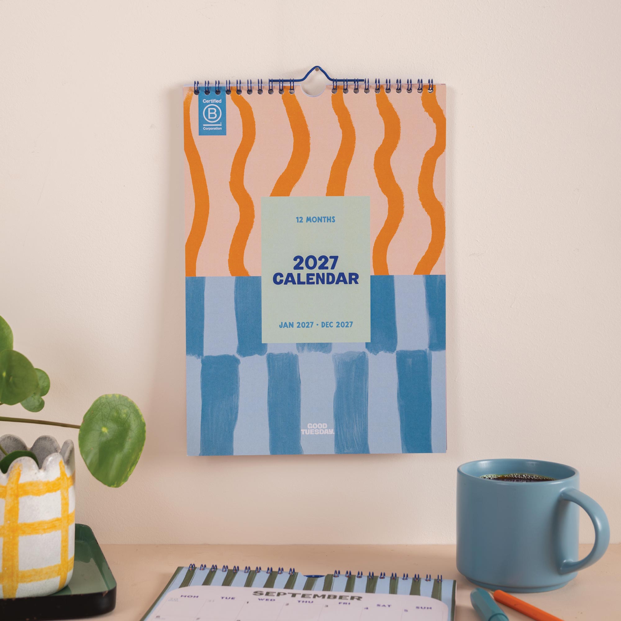 A4 Coastal Stripe 2027 Calendar by Good Tuesday