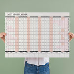 2027 A1 Minimalist Wall Planner, landscape year-at-a-glance layout