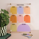 A4 wipeable weekly planner with spacious daily layout in soft focus colour palette