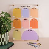 A4 wipeable weekly planner with spacious daily layout in soft focus colour palette