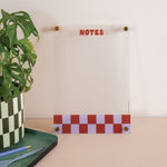 A4 wipeable acrylic notepad with blueberry check pattern for reusable weekly planning