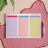 A4 triple list pad with three section layout for organising tasks and to do lists