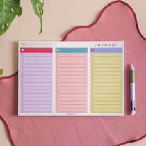 A4 triple list pad with three section layout for organising tasks and to do lists