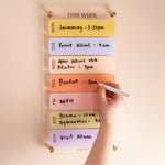 Wipeable weekly planner with spacious daily layout in soft neutral colour palette