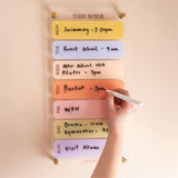 Wipeable weekly planner with spacious daily layout in soft neutral colour palette