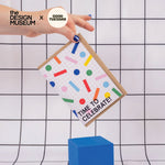 Time to Celebrate Design Museum Greeting Card, A6, lines dots and grids in bright primary colours