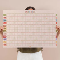 2026 to 2027 academic year wall planner in muted boho colours showing September to August layout