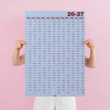Glacier Blue 2026–2027 academic year wall planner showing August to July monthly layout.