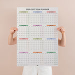 2026 to 2027 academic monthly grid year wall planner in pastel colours showing September to August layout