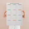 2026 to 2027 academic monthly grid year wall planner in pastel colours showing September to August layout