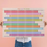 2026–2027 academic year wall planner by Good Tuesday in a rainbow colour block layout showing September to August.